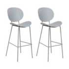 Beliani Set Of 2 Bar Chairs Luana Boucle White