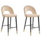 Beliani Set Of 2 Bar Chairs Falton Velvet Black