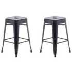 Beliani Set Of 2 Bar Stools Cabrillo Metal White