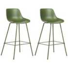 Beliani Set Of 2 Bar Chairs Sibley Light Green