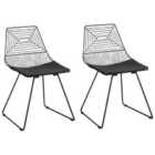 Beliani Set Of 2 Bar Chairs Bisbee Metal Rose Gold