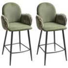 Beliani Set Of 2 Bar Chairs Amity Fabric Taupe