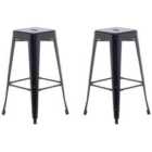 Beliani Set Of 2 Dining Chairs Aurora Metal Black