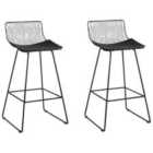 Beliani Set Of 2 Dining Chairs Beatty Metal Rose Gold
