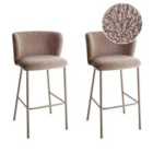 Beliani Set Of 2 Dining Chairs Calgary Fabric Brown
