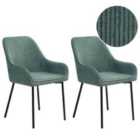 Beliani Set Of 2 Dining Chairs Loverna Velvet Green