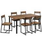 Beliani Dining Set LAREDO Dark Brown 6 Seater