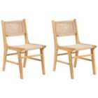 Beliani Set Of 2 Dining Chairs Carmody Wood Light Brown