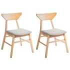 Beliani Set Of 2 Dining Chairs Barlee Poplar Wood White
