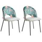 Beliani Set Of 2 Dining Chairs Loverna Velvet Grey