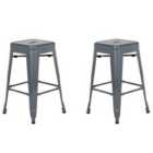 Beliani Set Of 2 Dining Chairs Rubio Velvet Grey