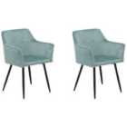 Beliani Set Of 2 Dining Chairs Jasmin Velvet Taupe
