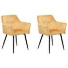 Beliani Set Of 2 Dining Chairs Jasmin Velvet Brown