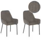 Beliani Set Of 2 Dining Chairs Loverna Corduroy Dark Green