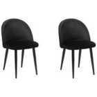 Beliani Set Of 2 Dining Chairs Arcata Velvet Navy Blue