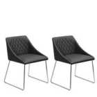 Beliani Set Of 2 Dining Chairs Kiron Faux Leather Black