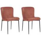 Beliani Set Of 2 Dining Chairs Ada Orange