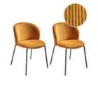 Beliani Set Of 2 Dining Chairs Sturgis Corduroy Off-White