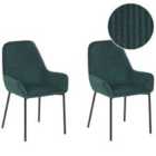 Beliani Set Of 2 Dining Chairs Loverna Corduroy Mint Green