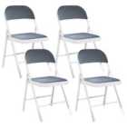 Beliani Set Of 4 Folding Chairs Sparks Blue With Black Legs