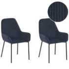 Beliani Set Of 2 Dining Chairs Loverna Corduroy Mustard