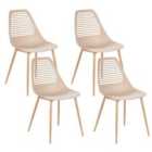 Beliani Set Of 4 Dining Chairs Hazelton Beige