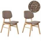 Beliani Set Of 2 Dining Chairs Avalon Wood Light Beige