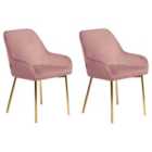 Beliani Set Of 2 Dining Chairs Loverna Corduroy Off-White