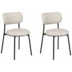 Beliani Set Of 2 Dining Chairs Mina Boucle Grey