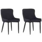 Beliani Set Of 2 Dining Chairs Chicago Fabric Navy Blue