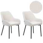 Beliani Set Of 2 Dining Chairs Amity Fabric Light Beige