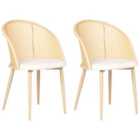 Beliani Set Of 2 Dining Chairs Andover Metal Light Brown