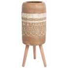 Beliani Elevated Plant Pot Dryopteris 29cm Light Brown