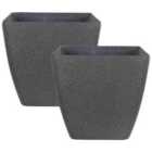 Beliani Set Of 2 Plant Pots Zeli 49cm Dark Grey