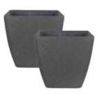 Beliani Set Of 2 Plant Pots Zeli 34cm Dark Grey