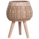 Beliani Elevated Plant Pot Darmera 30cm Light Brown