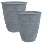 Beliani Set Of 2 Plant Pots Katalima 43cm Grey