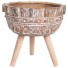 Beliani Elevated Plant Pot Asplenium 37cm Light Brown