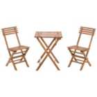 Beliani Bistro Set Folding Solarolo Certified Acacia Wood Brown