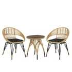 Beliani Bistro Set With Cushions Pellaro Pe Rattan Black