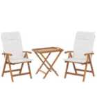 Beliani Bistro Set With Cushions Folding Java Wood Off-White