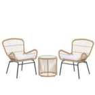 Beliani Bistro Set With Cushions Labico Pe Rattan Light Brown