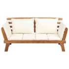 Beliani Garden Bench With Cushion Portici 210cm Eucalyptus Wood Light Brown/ White