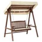 Beliani Patio Swing Caviola Spruce Wood Dark Brown