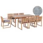 Beliani Garden Dining Set 8 Seater Sassari Premium With Cushions Certified Acacia Wood Grey