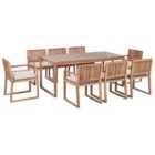 Beliani Garden Dining Set 8 Seater Sassari Premium With Cushions Certified Acacia Wood Light Beige