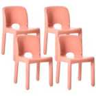 Beliani Set Of 4 Garden Chairs Betim Coral
