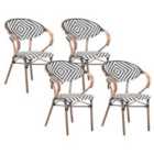 Beliani Set Of 4 Garden Chairs Rifreddo Pe Rattan Black/ White