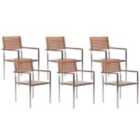 Beliani Set Of 6 Garden Chairs Viareggio Brown