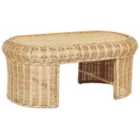 Beliani Garden Coffee Table Livadeia 60/96cm Rattan Natural